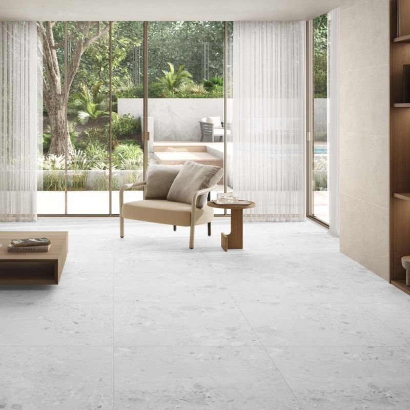 Amaya Terrazzo White Matt Porcelain Wall & Floor Tiles - 900mm x 900mm