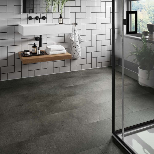 ClickLux Rigid SPC Flooring 305mm x 610mm - Axia Concrete Anthracite