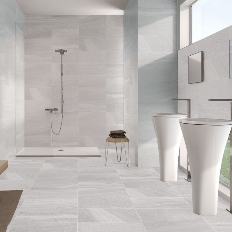Derwent White Matt Glazed Porcelain Wall & Floor Tiles - 300mm x 600mm