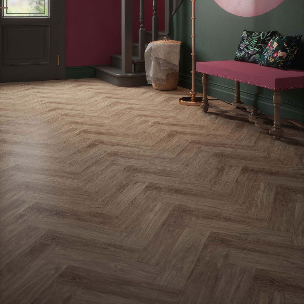 HydroClick Herringbone Laminate Flooring 1174mm x 294mm - Coburn Warm Walnut