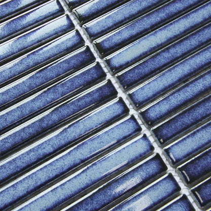 Linear Blue Glazed Polished Porcelain Mosaic - 313mm x 296mm