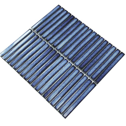 Linear Blue Glazed Polished Porcelain Mosaic - 313mm x 296mm