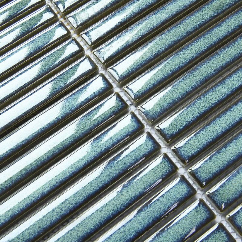 Linear Green Glazed Polished Porcelain Mosaic - 313mm x 296mm