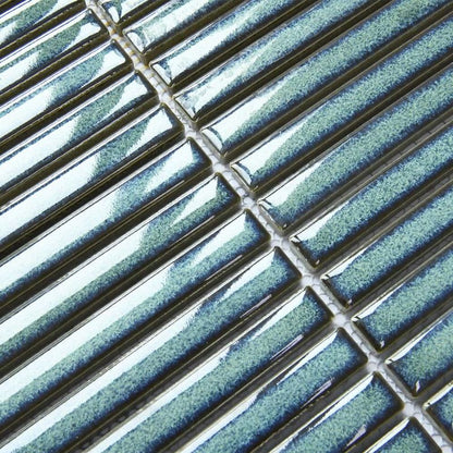 Linear Green Glazed Polished Porcelain Mosaic - 313mm x 296mm