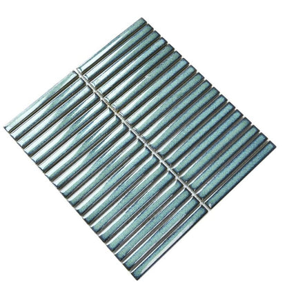 Linear Green Glazed Polished Porcelain Mosaic - 313mm x 296mm