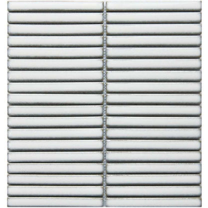 Linear White Glazed Polished Porcelain Mosaic - 313mm x 296mm