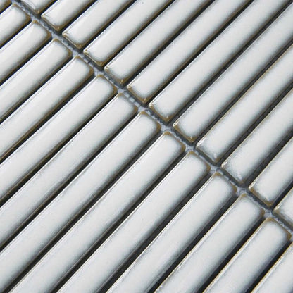 Linear White Glazed Polished Porcelain Mosaic - 313mm x 296mm