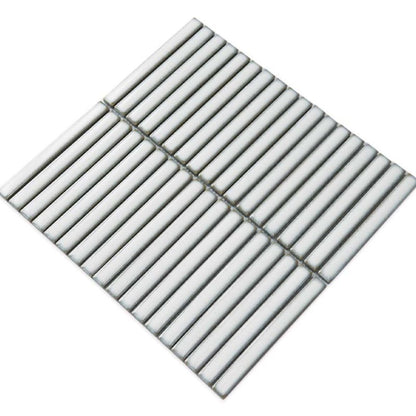 Linear White Glazed Polished Porcelain Mosaic - 313mm x 296mm