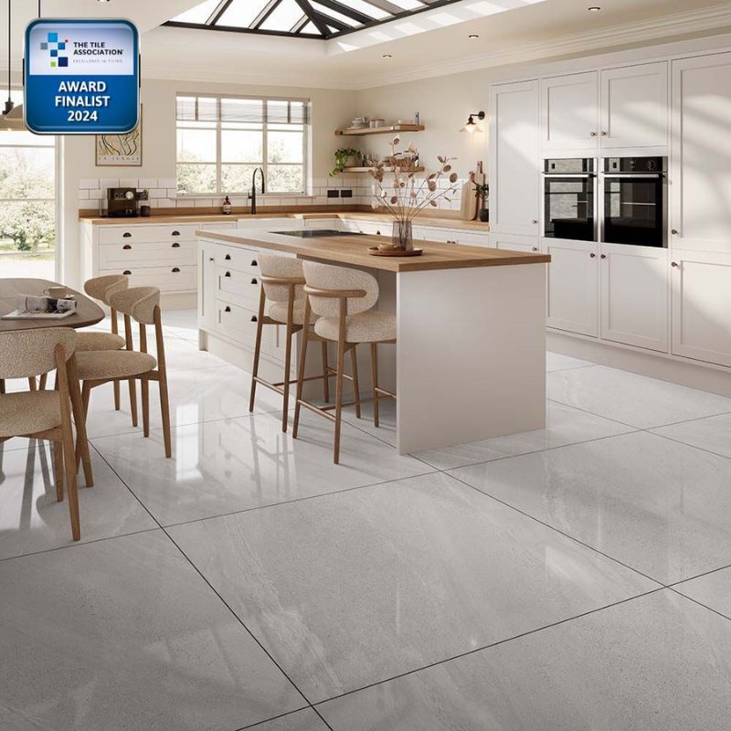 Anderley Light Grey Polished Porcelain Wall & Floor Tiles - 1000mm x 1000mm