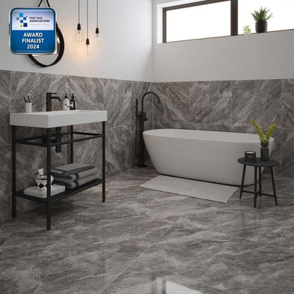 Apollo Grey Polished Porcelain Wall & Floor Tiles - 300mm x 600mm