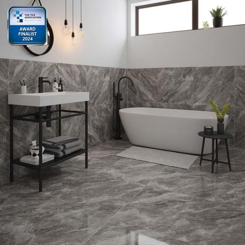 Apollo Grey Polished Porcelain Wall & Floor Tiles - 600mm x 1200mm