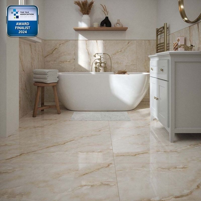 Athena Pearl Polished Porcelain Wall & Floor Tiles - 600mm x 1200mm