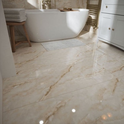 Athena Pearl Polished Porcelain Wall & Floor Tiles - 600mm x 1200mm