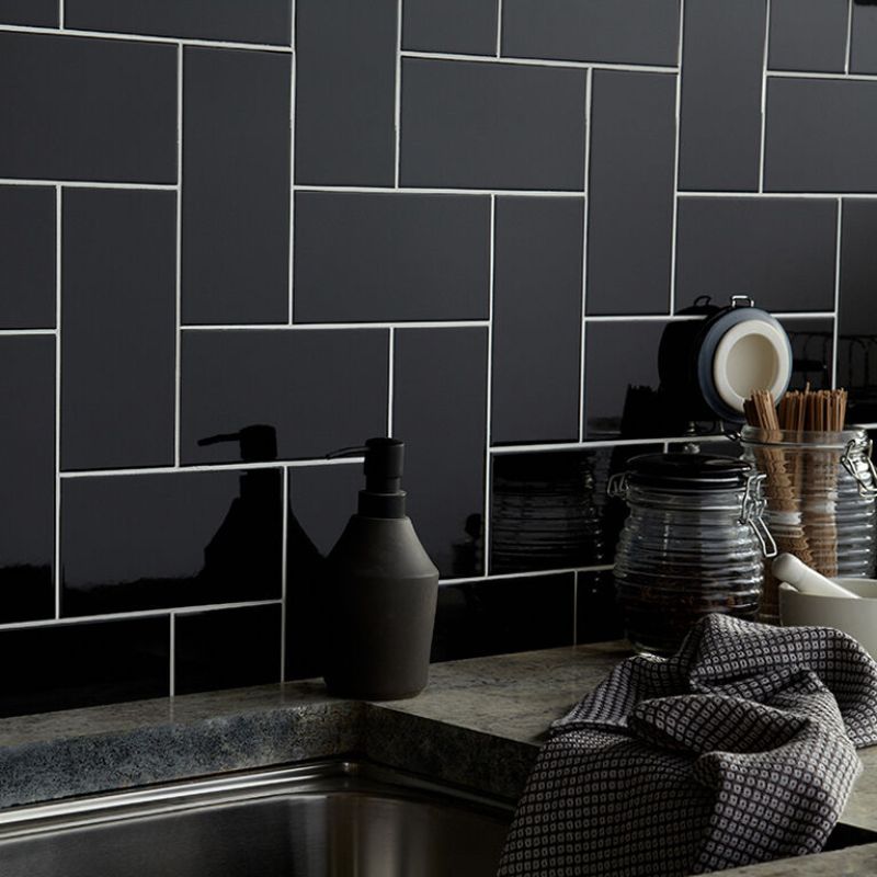 Central Black Gloss Ceramic Wall Tiles - 100mm x 200mm