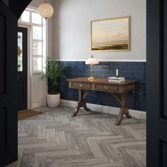 Dalby Grey Oak Glazed Matt Porcelain Wall & Floor Tiles - 150mm x 600mm