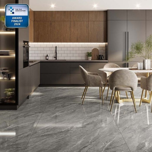 Eros Grey Polished Porcelain Wall & Floor Tiles - 1000mm x 1000mm