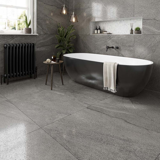 Frontera Silver Semi-Polished Lappato Porcelain Wall & Floor Tiles - 900mm x 900mm