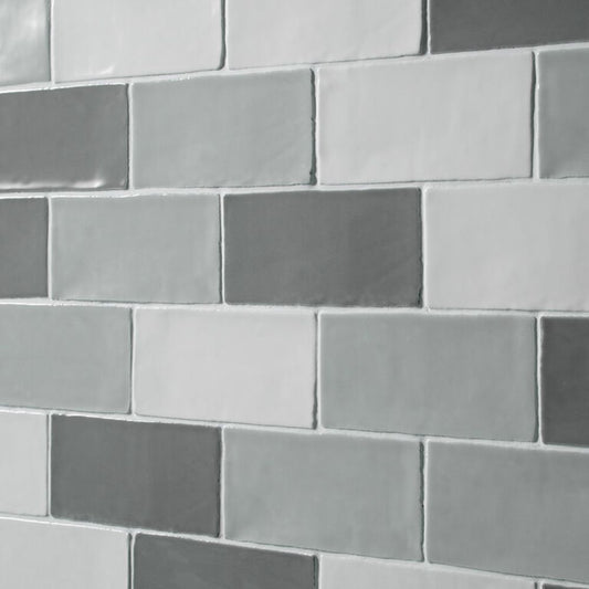 Handmade Dove Grey Gloss Ceramic Wall Tiles - 75mm x 150mm