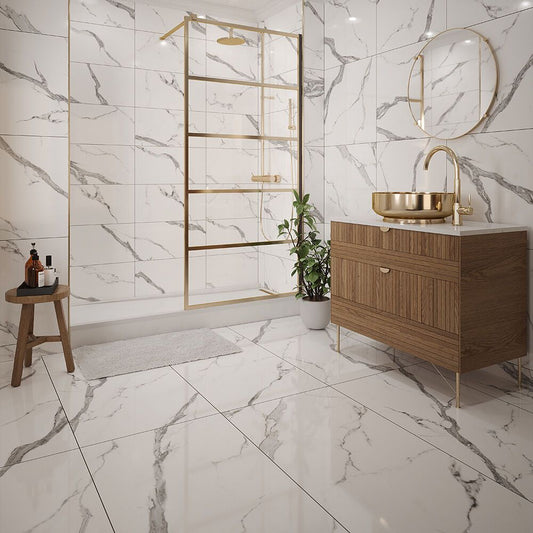 Hera Marble Polished Porcelain Wall & Floor Tiles - 600mm x 1200mm