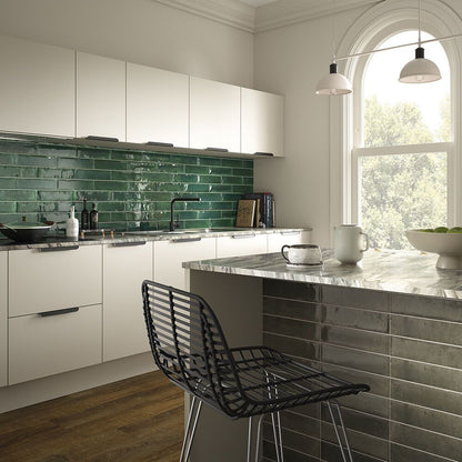 Hope Green Gloss Ceramic Wall Tiles - 75mm x 300mm