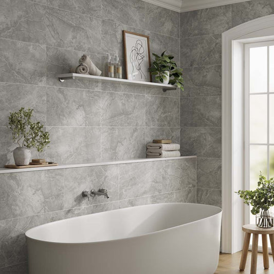 Hugo Grey Matt Ceramic Wall Tiles - 300mm x 600mm