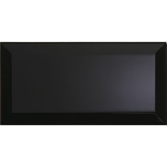 Metro Black Gloss Ceramic Wall Tiles - 100mm x 200mm