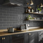 Metro Dark Grey Gloss Ceramic Wall Tiles - 100mm x 300mm