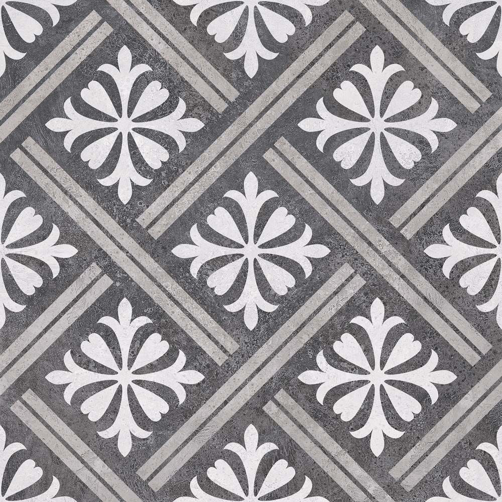 Mondrian Charcoal Patterned Matt Ceramic Wall & Floor Tiles - 335mm x 335mm