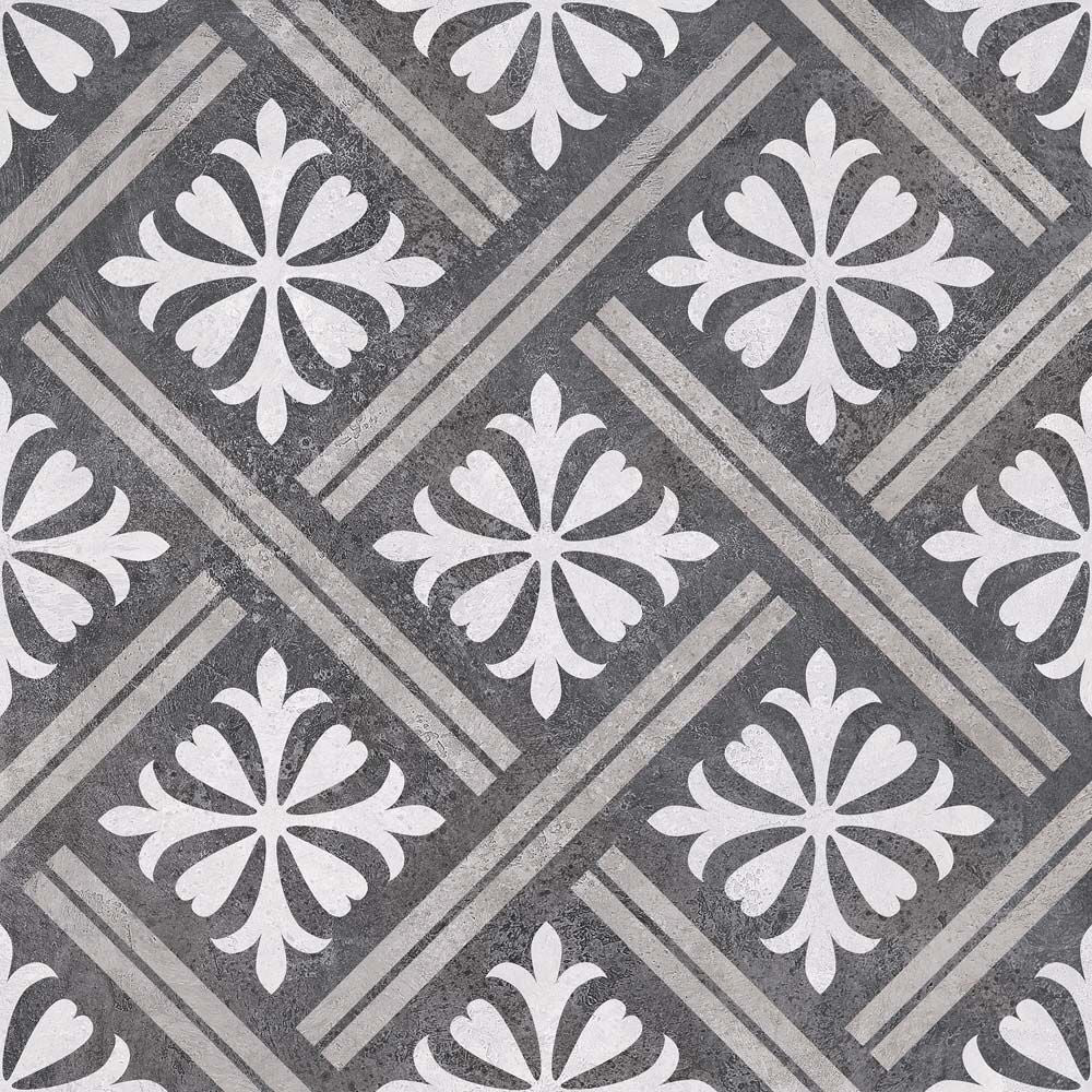 Mondrian Charcoal Patterned Matt Ceramic Wall & Floor Tiles - 335mm x 335mm