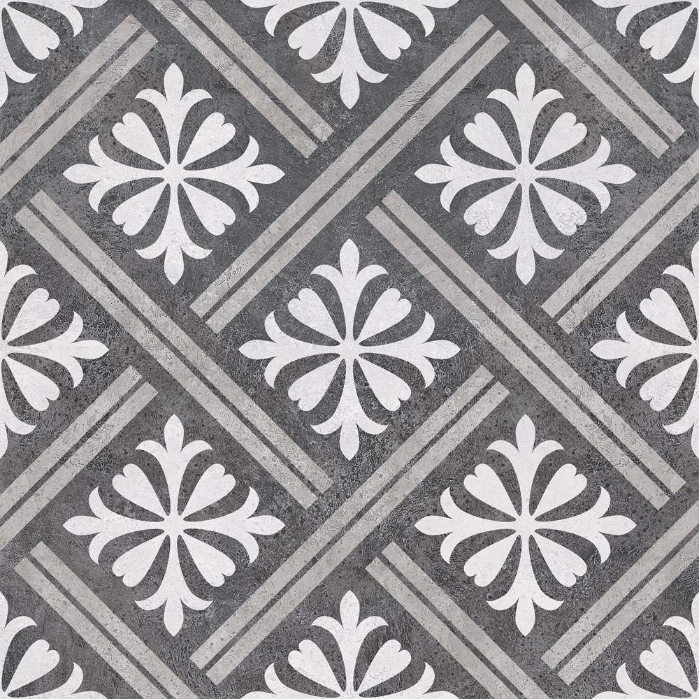 Mondrian Charcoal Patterned Matt Ceramic Wall & Floor Tiles - 335mm x 335mm