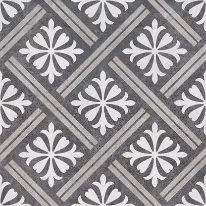 Mondrian Charcoal Patterned Matt Ceramic Wall & Floor Tiles - 335mm x 335mm