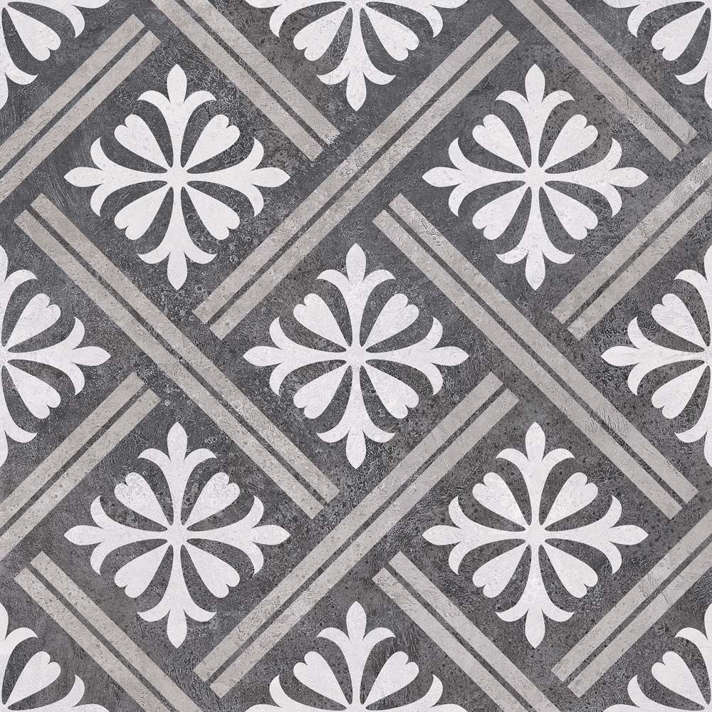 Mondrian Charcoal Patterned Matt Ceramic Wall & Floor Tiles - 335mm x 335mm