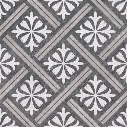 Mondrian Charcoal Patterned Matt Ceramic Wall & Floor Tiles - 335mm x 335mm