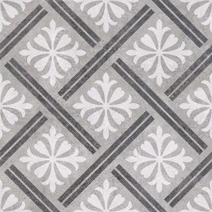 Mondrian Grey Patterned Matt Ceramic Wall & Floor Tiles - 335mm x 335mm