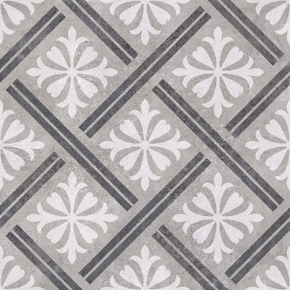 Mondrian Grey Patterned Matt Ceramic Wall & Floor Tiles - 335mm x 335mm