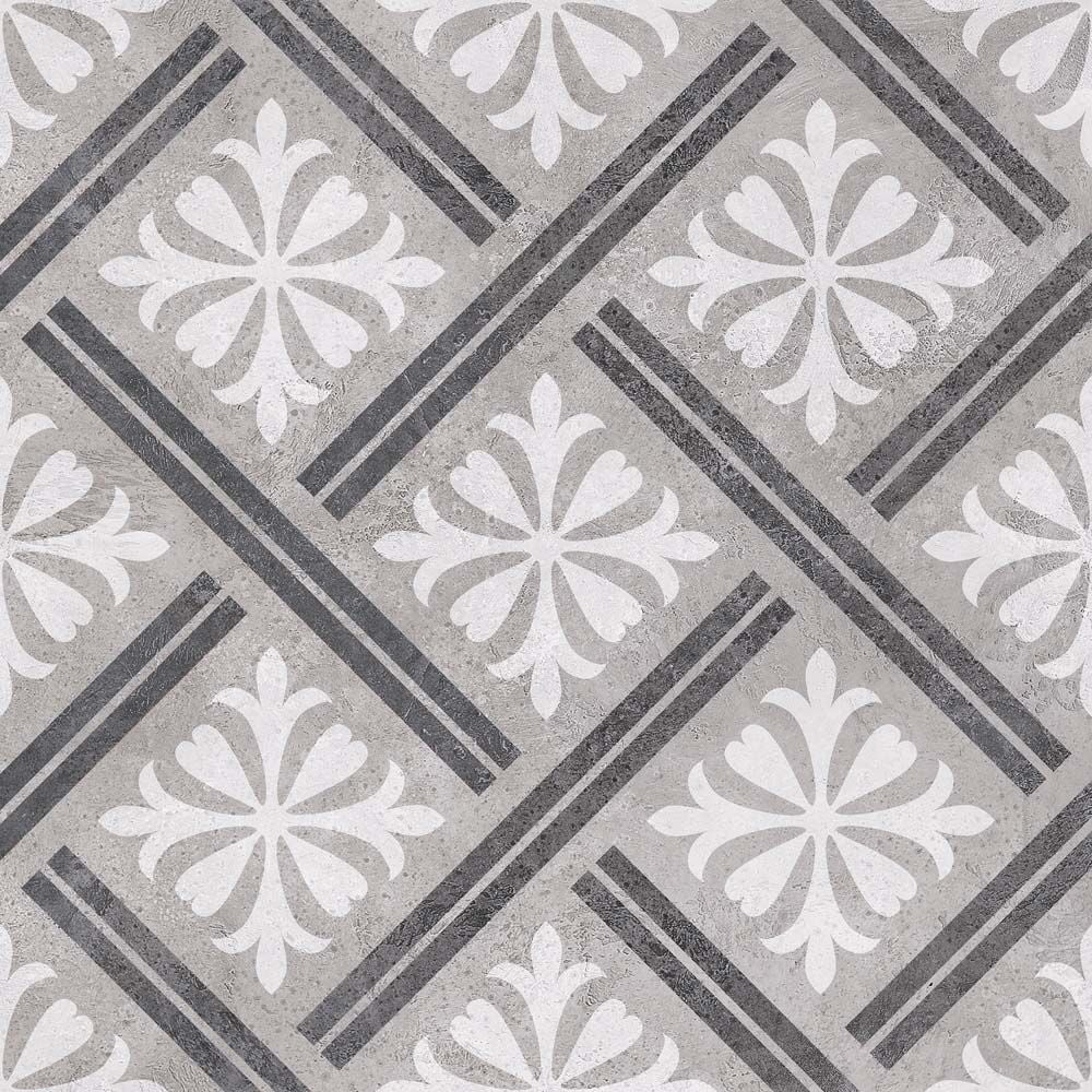 Mondrian Grey Patterned Matt Ceramic Wall & Floor Tiles - 335mm x 335mm