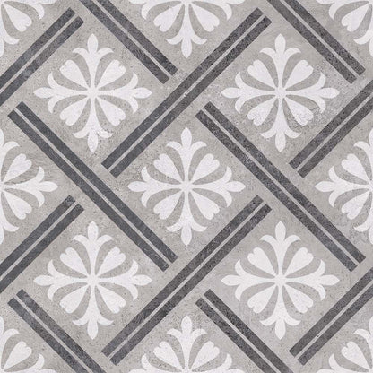 Mondrian Grey Patterned Matt Ceramic Wall & Floor Tiles - 335mm x 335mm