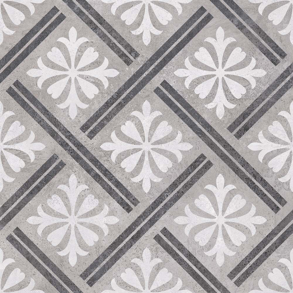 Mondrian Grey Patterned Matt Ceramic Wall & Floor Tiles - 335mm x 335mm