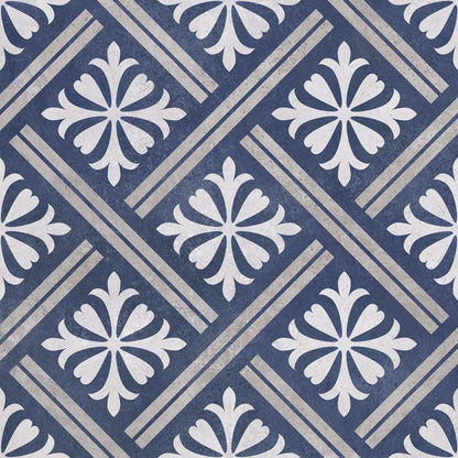 Mondrian Navy Blue Patterned Matt Ceramic Wall & Floor Tiles - 335mm x 335mm