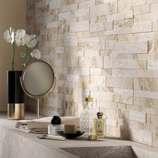 Oswald Beige Split Face Matt Porcelain Wall Tiles - 150mm x 610mm