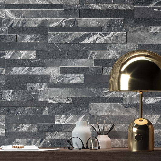 Oswald Black Split Face Matt Porcelain Wall Tiles - 150mm x 610mm