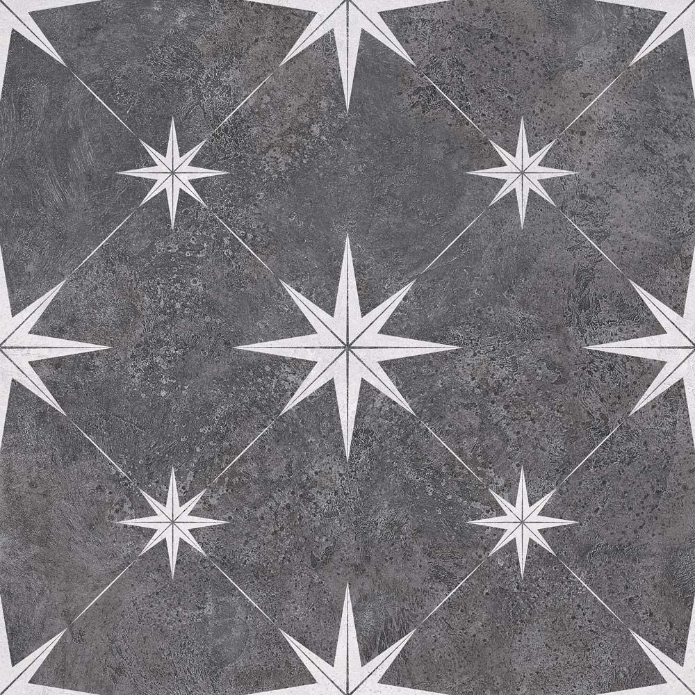 Vincent Charcoal Patterned Matt Ceramic Wall & Floor Tiles - 335mm x 335mm