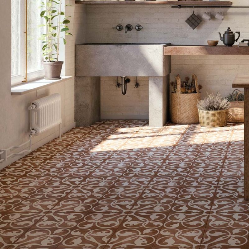 Zayda Mocha Patterned Matt Ceramic Wall & Floor Tiles - 450mm x 450mm