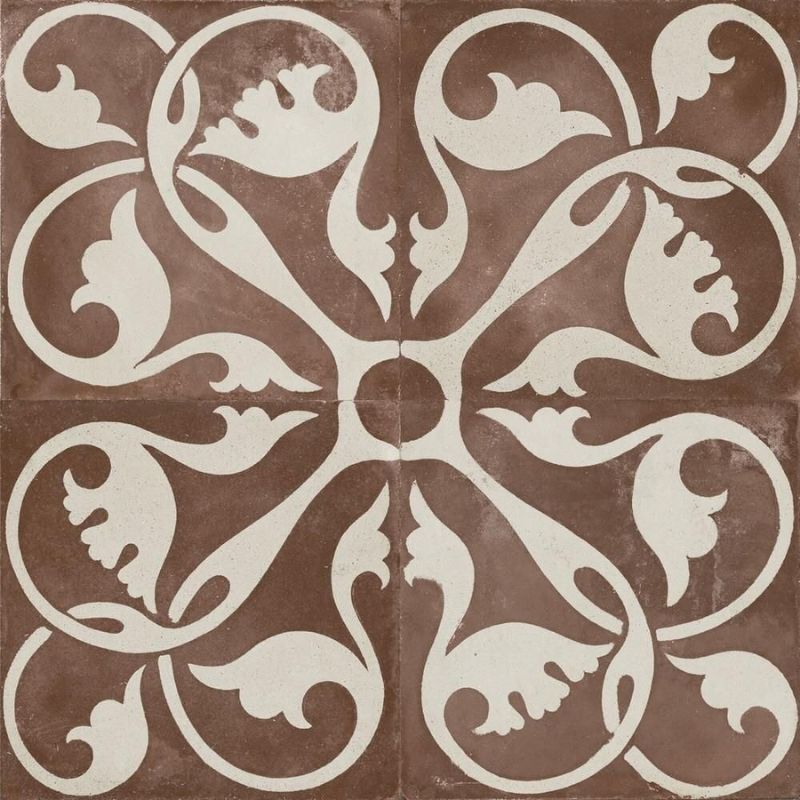 Zayda Mocha Patterned Matt Ceramic Wall & Floor Tiles - 450mm x 450mm