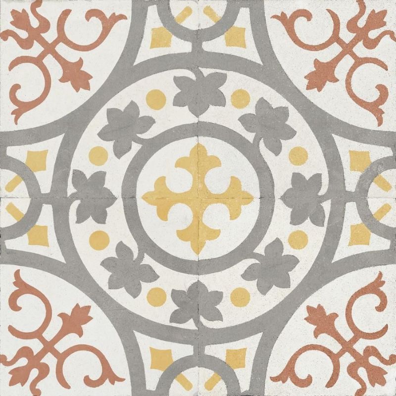 Zayda Yellow Patterned Matt Ceramic Wall & Floor Tiles - 450mm x 450mm