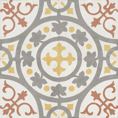 Zayda Yellow Patterned Matt Ceramic Wall & Floor Tiles - 450mm x 450mm